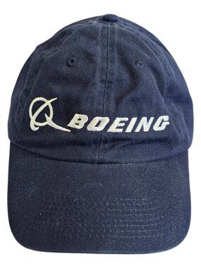 Boeing Aerospace Baseball Cap Hat Navy Blue & White